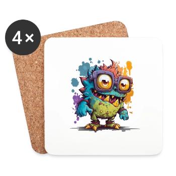 kleines freches Monster in Watersplash Farben - Untersetzer (4er-Set) - Weiß - Vorne