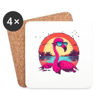 Stay cool and pink.Surf Flamingo chillt sein Leben - Untersetzer (4er-Set) - Weiß - Vorne