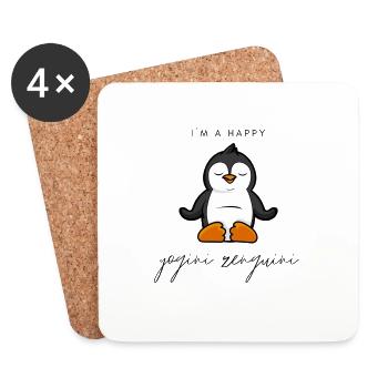 Yogini Zenguini Pinguin macht Yoga - Untersetzer (4er-Set) - Weiß - Vorne