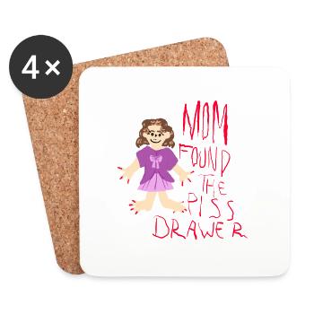 Mom found the pee drawer - Coasters (set of 4) - white - Front