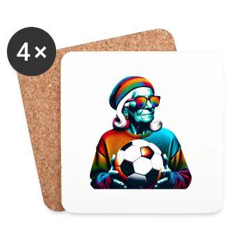 Old Soccer Lady Ready For Game Day! - Coasters (set of 4) - white - Front