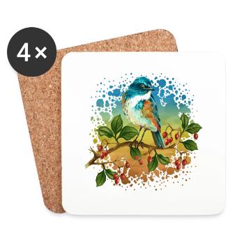 Bunter Vogel - Untersetzer (4er-Set) - Weiß - Vorne