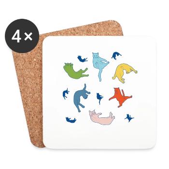 Chute de chats - Dessous de verre (lot de 4) - blanc - Devant