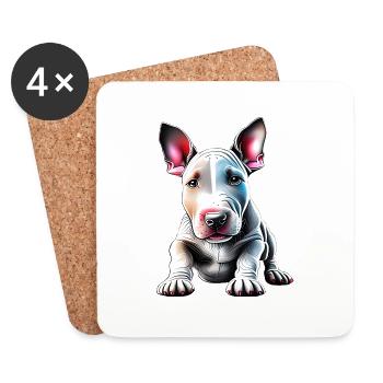 Bull Terrier Chiens Bulldog Chien Propriétaire de chien - Dessous de verre (lot de 4) - blanc - Devant