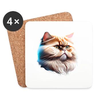 Chat persan, Tomcat, Chat domestique, Chat, Propriétaire de chat - Dessous de verre (lot de 4) - blanc - Devant