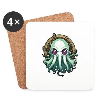 Cthulhu / Demon / Fantasy / Horror / Tentacle - Coasters (set of 4) - white - Front