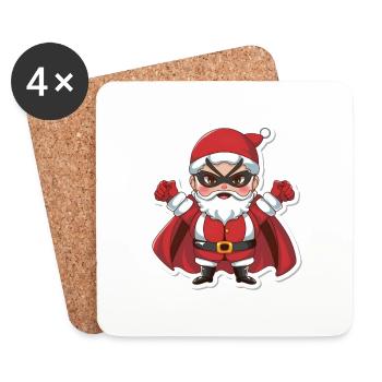 Weihnachtsmann Superheld - Untersetzer (4er-Set) - Weiß - Vorne
