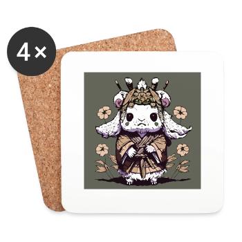 Goat in kimono - Coasters (set of 4) - white - Front