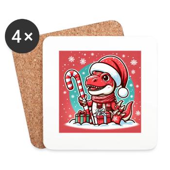 Red Christmas Dinosaur - Coasters (set of 4) - white - Front