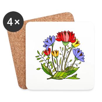 Blumen - Untersetzer (4er-Set) - Weiß - Vorne