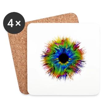 Symbol Auge Augen Mandala Muster - Untersetzer (4er-Set) - Weiß - Vorne