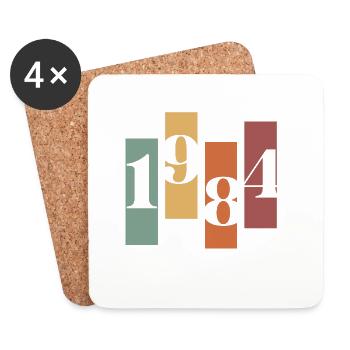 1984 Vintage Retro - Untersetzer (4er-Set) - Weiß - Vorne