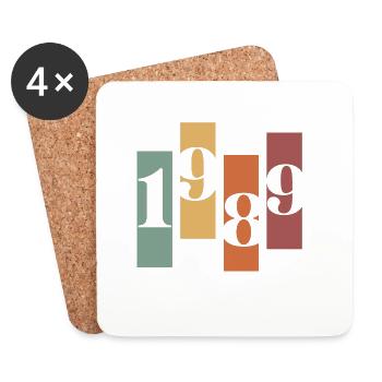 1989 vintage rétro - Dessous de verre (lot de 4) - blanc - Devant