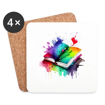 Buch Lesen Bücher Leser Geschenk Buchliebhaber - Untersetzer (4er-Set) - Weiß - Vorne
