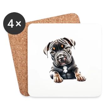 Staffordshire Bullterrier Hundebesitzer Hunde Hund - Untersetzer (4er-Set) - Weiß - Vorne