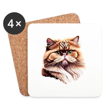 Chat Maine Coon Propriétaire Chat Chaton - Dessous de verre (lot de 4) - blanc - Devant