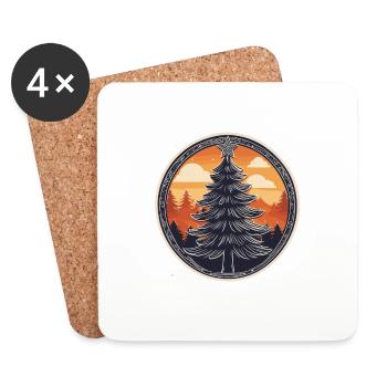 Christmas Tree Drawing Christmas - Coasters (set of 4) - white - Front