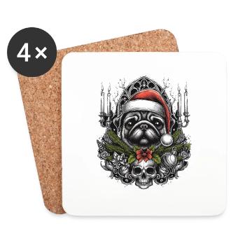 Gothic Mops - Untersetzer (4er-Set) - Weiß - Vorne