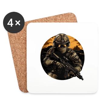 Army soldier Soldat Logo - Untersetzer (4er-Set) - Weiß - Vorne