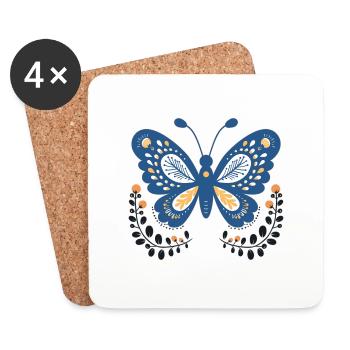 Schmetterling Butterfly - Untersetzer (4er-Set) - Weiß - Vorne
