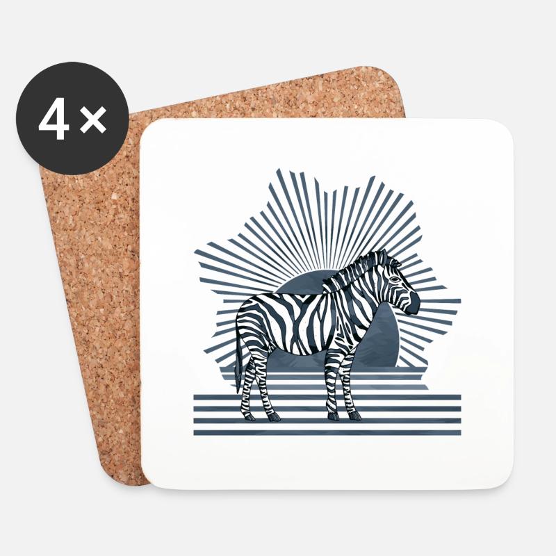 Zebra - Untersetzer (4er-Set) - Weiß