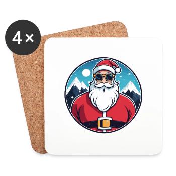 Santa Claus Christmas Drawing - Coasters (set of 4) - white - Front