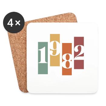 1982 Vintage Retro - Untersetzer (4er-Set) - Weiß - Vorne
