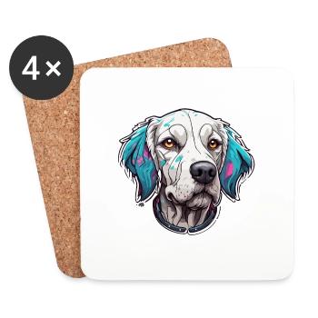 Dog / Animal / Pet / Paw / Furry Nose / Wauwau - Coasters (set of 4) - white - Front