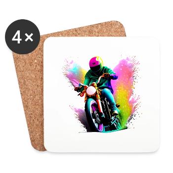 Motorradfan Motorrad Motorcross Motorradfahrer - Untersetzer (4er-Set) - Weiß - Vorne