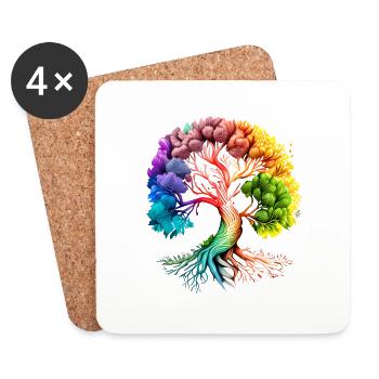 Arbre de Vie Yoga Arbre de Vie Méditation - Dessous de verre (lot de 4) - blanc - Devant