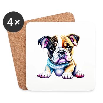 English Bulldog Dog Mastiff Dog Owner Dogs - Coasters (set of 4) - white - Front