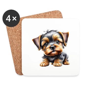 Yorkshire Terrier Puppy Dog Owner Dog - Coasters (set of 4) - white - Front