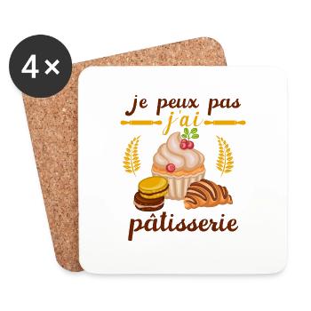 Je Peux Pas J'ai Pâtisserie - Pâtissier Pâtissière - Dessous de verre (lot de 4) - blanc - Devant