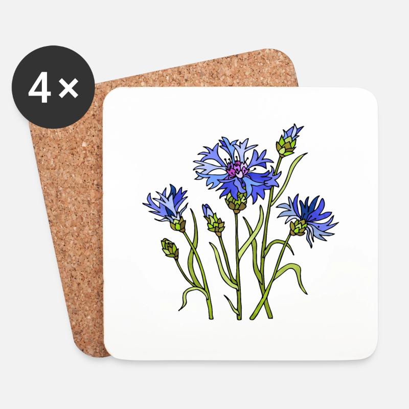 Blumen - Untersetzer (4er-Set) - Weiß