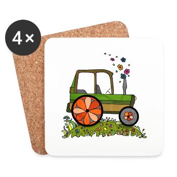 Traktor - Untersetzer (4er-Set) - Weiß - Vorne