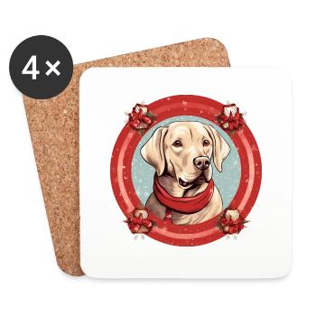 Labrador Retriever Hund Weihnachten, Liebe Hunde - Untersetzer (4er-Set) - Weiß - Vorne