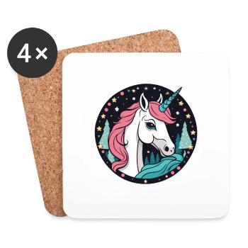 Dessin de Noël Licorne - Dessous de verre (lot de 4) - blanc - Devant