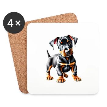 Doberman dog Doberman puppy Doberman trainer - Coasters (set of 4) - white - Front