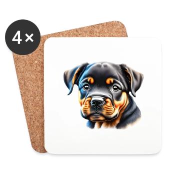 Rottweiler Chien Rottweiler Chiot Chiens Chien Chiot - Dessous de verre (lot de 4) - blanc - Devant