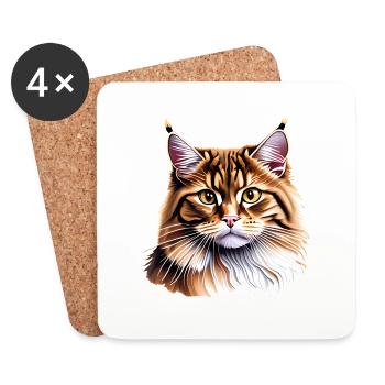 Maine Coon Kitten Cat Owner Cat Male - Coasters (set of 4) - white - Front