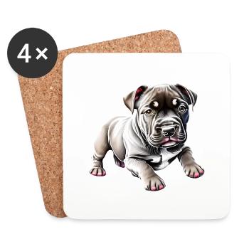 Staffordshire Bullterrier Hunde Hund Hundebesitzer - Untersetzer (4er-Set) - Weiß - Vorne