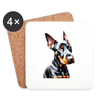 Doberman Doberman Puppy Dog Doberman Trainer - Coasters (set of 4) - white - Front