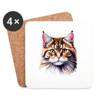 Maine Coon Cat Kitten Cat Owner Male Cat - Coasters (set of 4) - white - Front