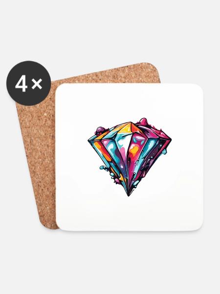 Diamant / Kristall / Brillanz / Stein / Edel - Untersetzer (4er-Set) - Weiß