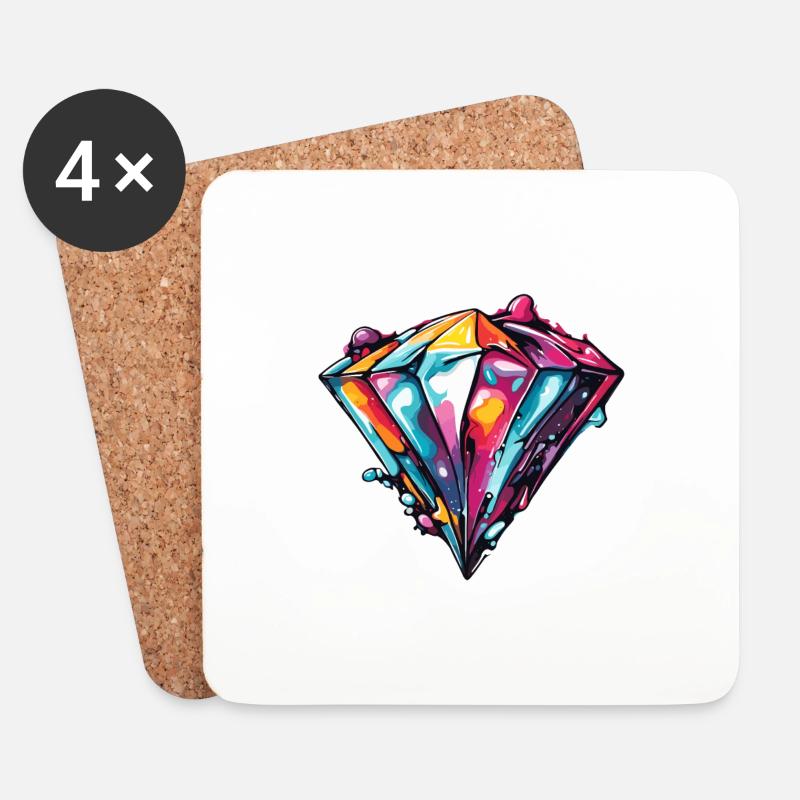 Diamant / Kristall / Brillanz / Stein / Edel - Untersetzer (4er-Set) - Weiß