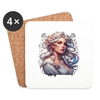 Femme / Dame / Blonde / Jolie / Féminine / Féminine - Dessous de verre (lot de 4) - blanc - Devant