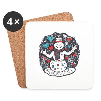 Schneemann - Untersetzer (4er-Set) - Weiß - Vorne