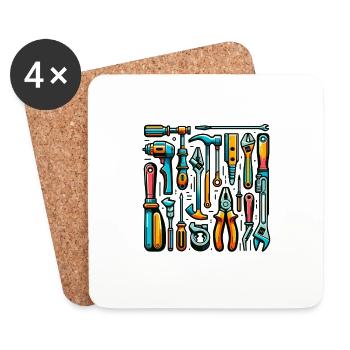 Collection of various tools - Coasters (set of 4) - white - Front