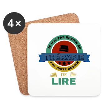 LIRE livre - Dessous de verre (lot de 4) - blanc - Devant