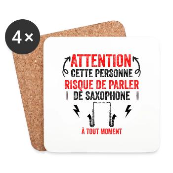 risque de parler de saxophone à tout moment - Dessous de verre (lot de 4) - blanc - Devant